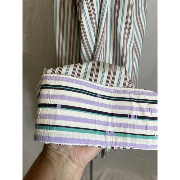 Robert Graham Men's Shirt 2XL Flip Cuff Striped Embroidered Turquoise - Picture 11 of 16